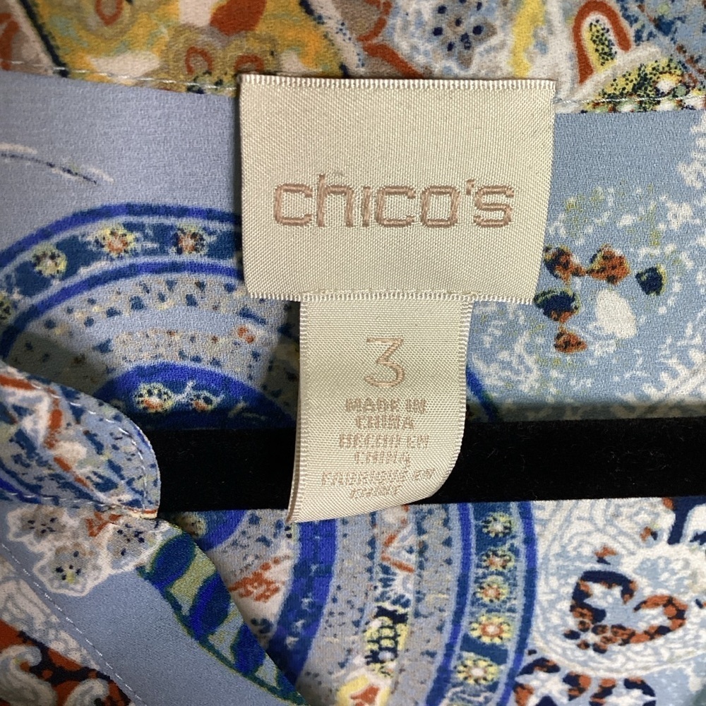 Chico's plus size 3 16 18 2X Blue and White Asymmetrical Tunic Fall Top - Picture 15 of 16